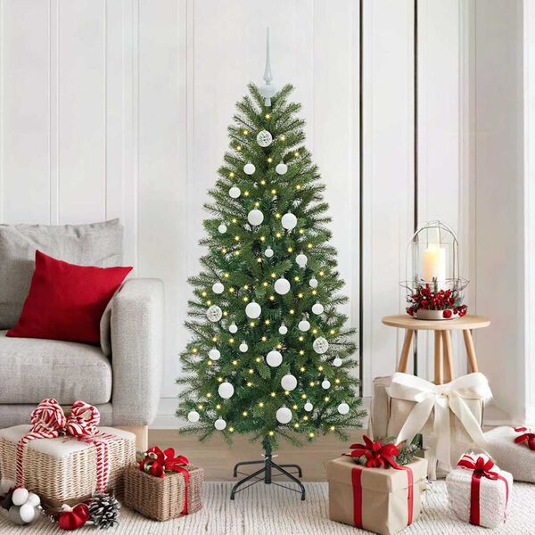 vidaXL Artificial Christmas Tree with 150 LEDs Green 150 cm PE and PVC