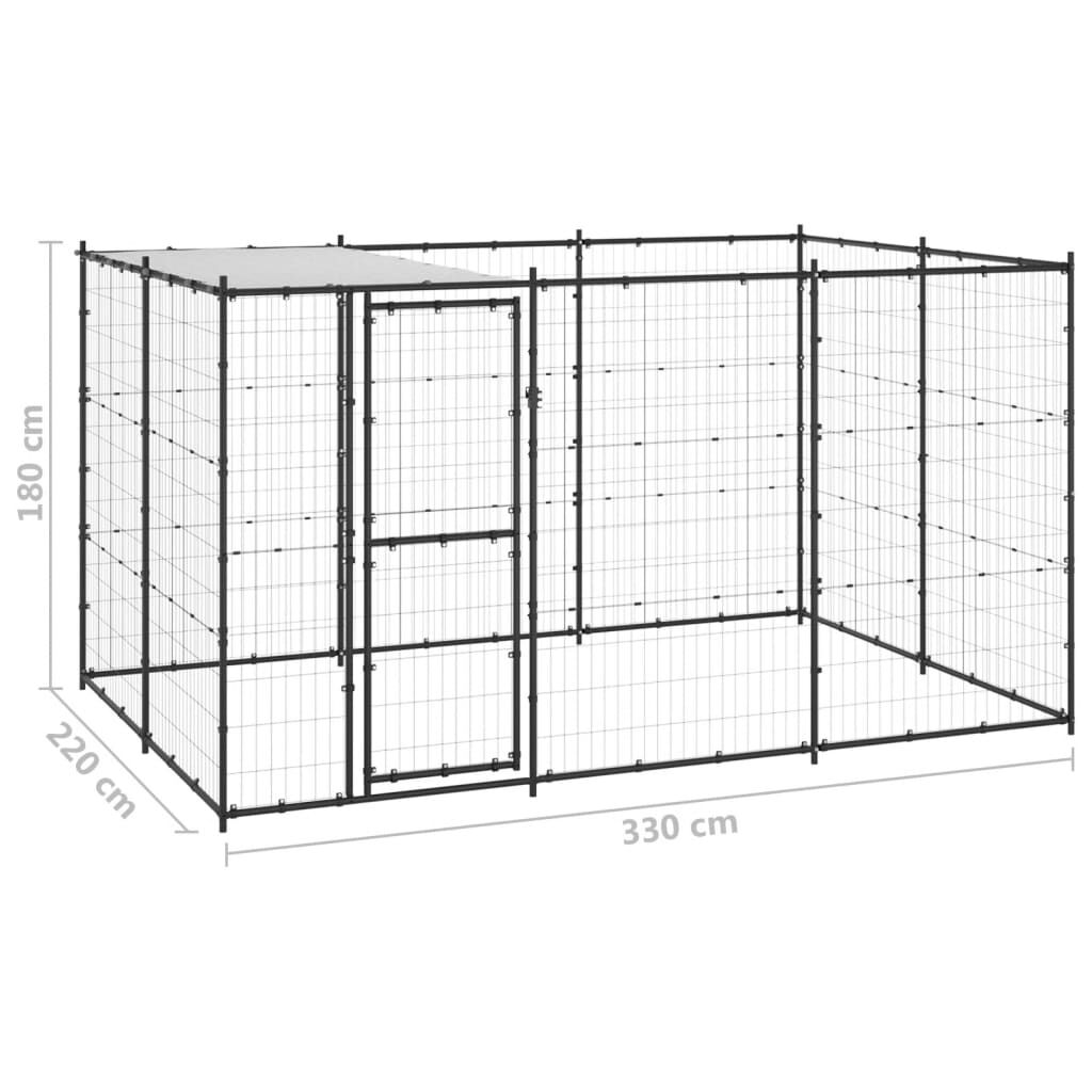 vidaXL Outdoor Dog Kennel Steel with Roof 7.26 m