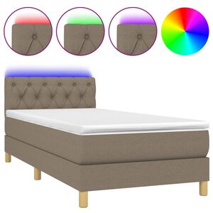 vidaXL Box Spring Bed with Mattress&LED Taupe 80x200cm Fabric