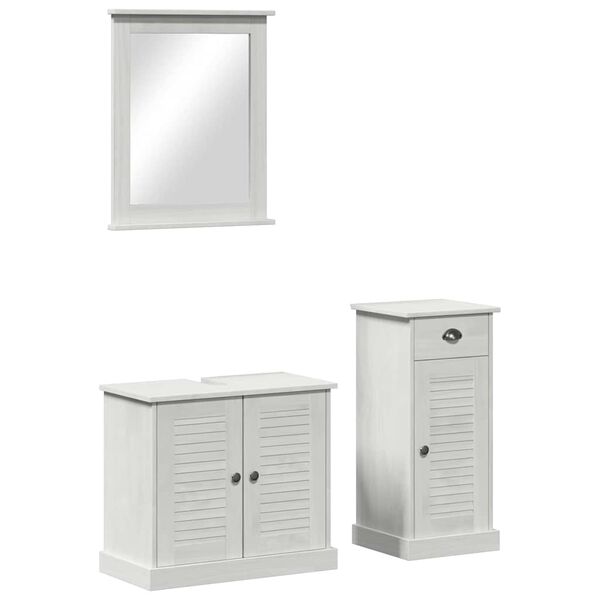 vidaXL Bathroom Furniture Set 3 pcs Antique White Solid Pine Wood