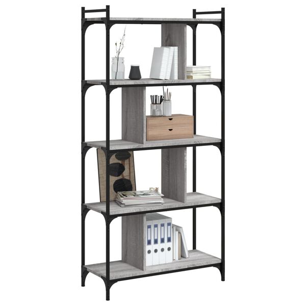 vidaXL Bookcase 5-Tier Grey Sonoma 76x32x158 cm Engineered Wood