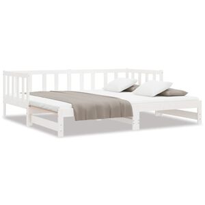 vidaXL Day Bed with Trundle without Mattress White 90x190 cm Single Solid Wood