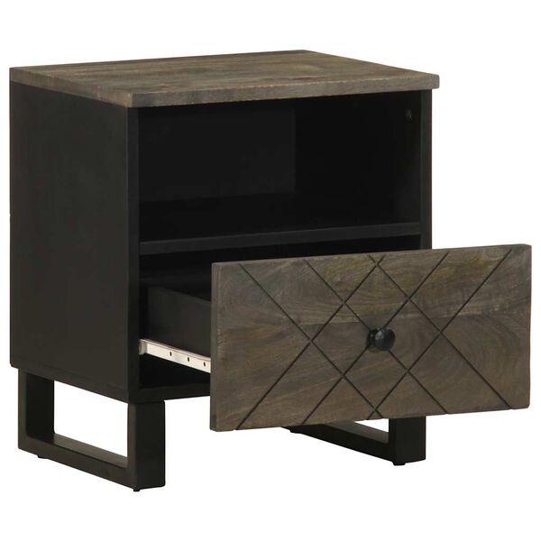 vidaXL Bedside Cabinet Black 40x33x46 cm Solid Wood Mango