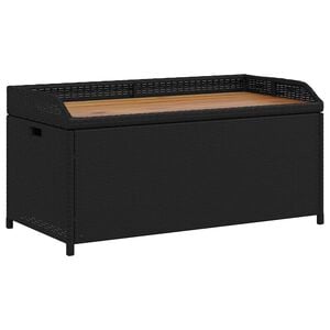 vidaXL Storage Bench Black 100x50x52 cm Poly Rattan and Acacia Wood