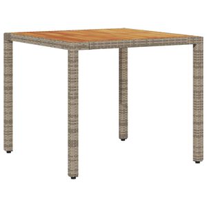 vidaXL Garden Table with Acacia Wood Top Grey 90x90x75 cm Poly Rattan
