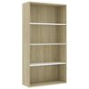 vidaXL 4-Tier Book Cabinet White and Sonoma Oak 80x30x151.5 cm Engineered Wood