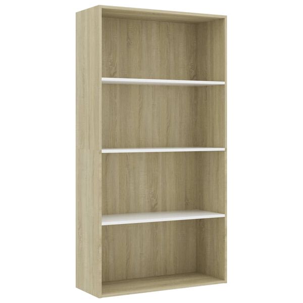 vidaXL 4-Tier Book Cabinet White and Sonoma Oak 80x30x151.5 cm Engineered Wood