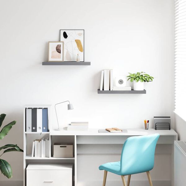 vidaXL Floating Wall Shelves 2 pcs Grey 60x23.5x3.8 cm MDF