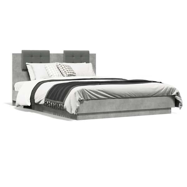 vidaXL Bed Frame without Mattress Concrete Grey 140x200 cm