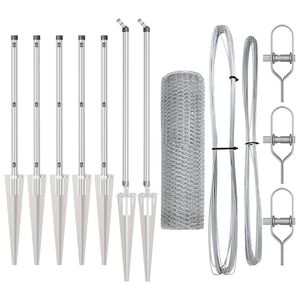 vidaXL Hexagonal Fence with Post 10 x 0.4 m Galvanised Steel Silver