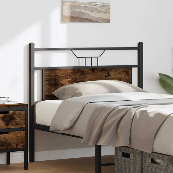 vidaXL Headboard Smoked Oak 107 cm Engineered Wood and Steel