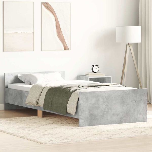 vidaXL Bed Frame without Mattress Concrete Grey 90x190 cm Single