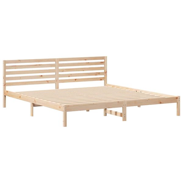 vidaXL Bed Frame with Headboard Brown 180 x 210 cm Solid Pine Wood