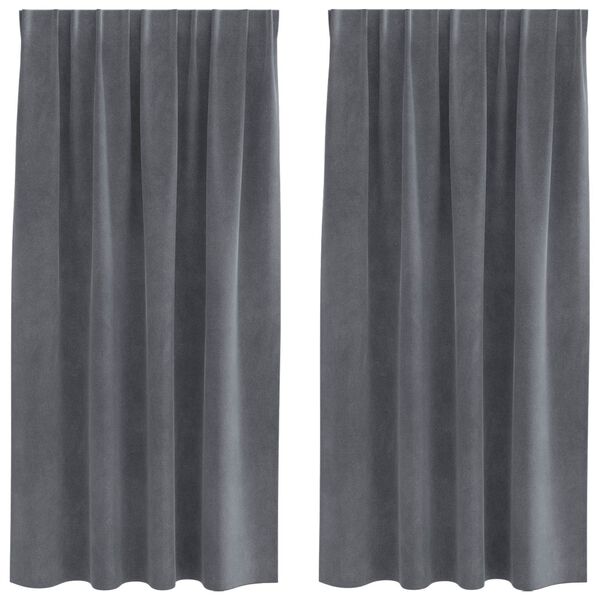 vidaXL Blackout Curtains 2 pcs Light Grey 140 x 175 cm Velvet