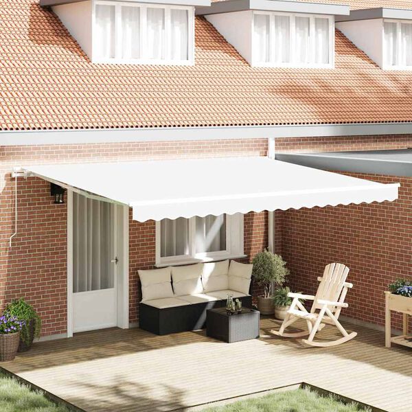 vidaXL Awning Retractable Manual White 450 x 350 x 165 cm Polyester