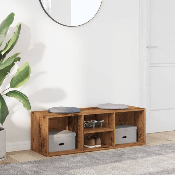 vidaXL Shoe Storage Bench Old Wood 105x35x35 cm Engineered Wood