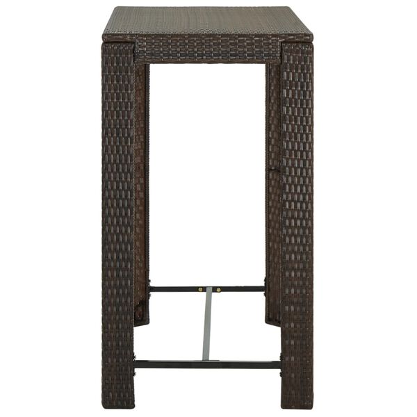 vidaXL Garden Bar Table Brown 100x60.5x110.5 cm Poly Rattan