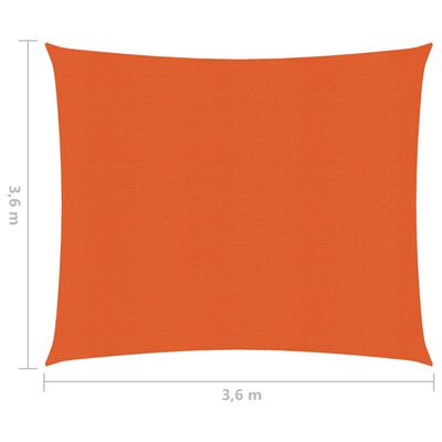 vidaXL Sunshade Sail 160 g/m² Orange 3.6x3.6 m HDPE