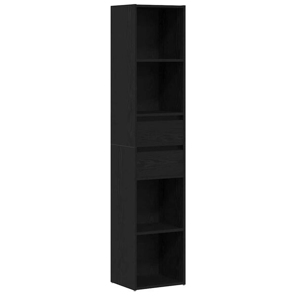 vidaXL Book Cabinet Black Oak 36 x 30 x 171 cm Engineered Wood