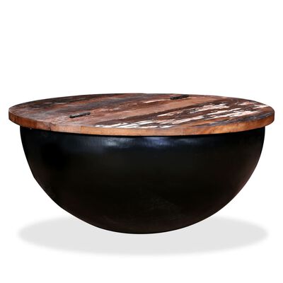 vidaXL Coffee Table Solid Reclaimed Wood Black Bowl Shape