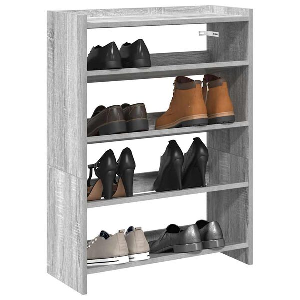 vidaXL Shoe Rack Grey Sonoma 60x25x81 cm Engineered Wood