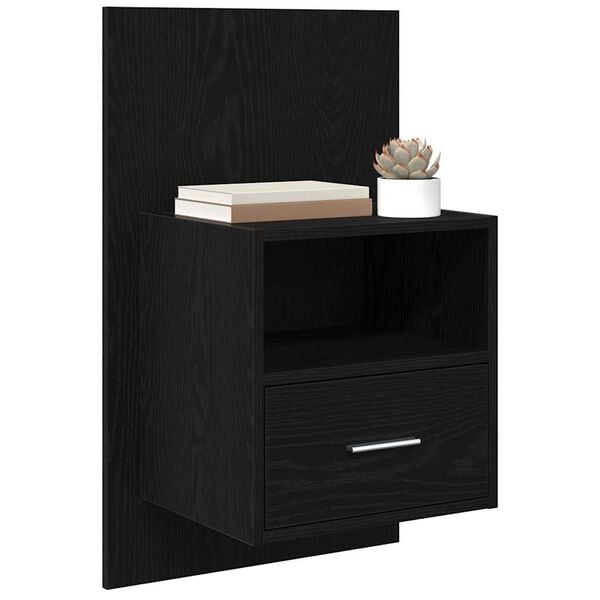 vidaXL Bedside Cabinet with Drawer 2 pcs Black Oak 50 x 32.5 x 80cm