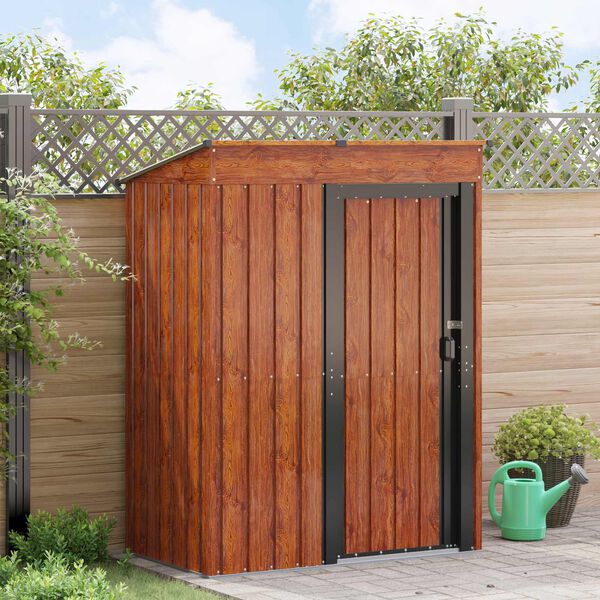 vidaXL Garden Sheds Brown 137 x 81 x 180 cm Metal
