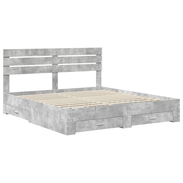 vidaXL Bed Frame with Drawer with Headboard Manual Engineered Wood