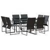 vidaXL Garden Dining Set 9 pcs Black Steel