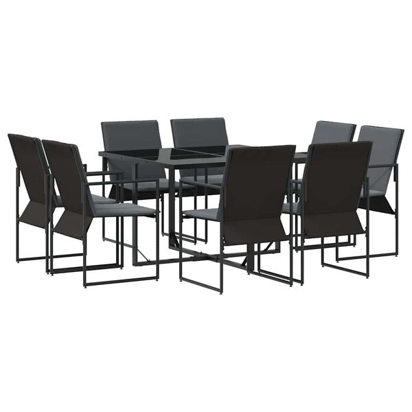 vidaXL Garden Dining Set 9 pcs Black Steel
