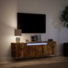 vidaXL TV Wall Cabinet with LED Lights Smoked Oak 135x31x39.5 cm