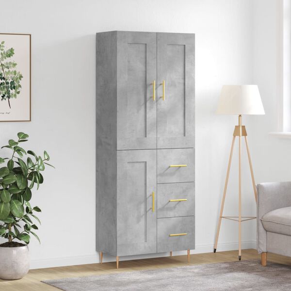 vidaXL Highboard Concrete Grey 69.5x34x180 cm Engineered Wood