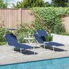 vidaXL Folding Sun Lounger with Canopy Steel and Fabric Blue