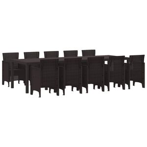 vidaXL Garden Dining Set with Cushion 11 pcs Brown Rattan