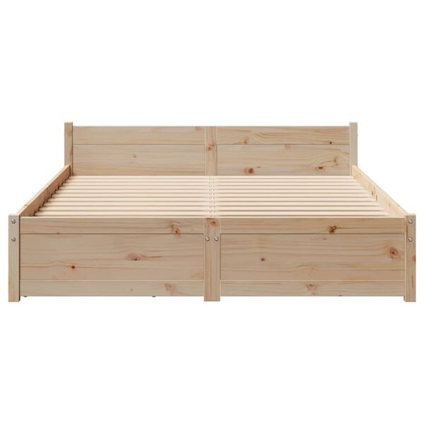 vidaXL Bed Frame without Mattress 150x200 cm King Size Solid Wood Pine