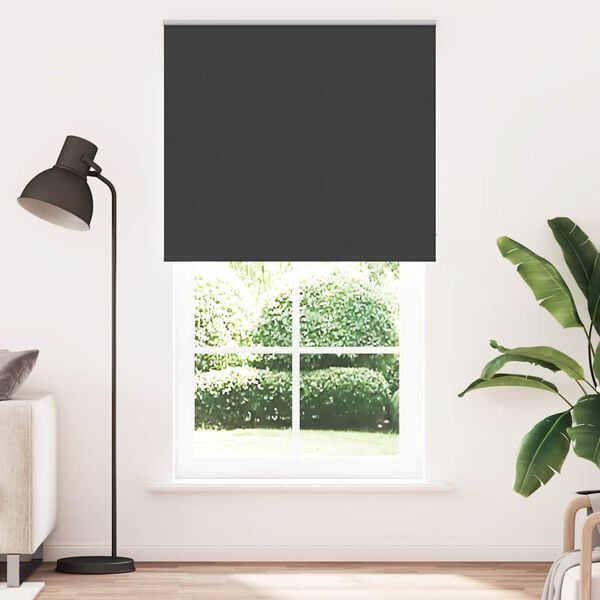 vidaXL Roller Blind Blackout Black 140x230 cm Fabric Width 136.6 cm Polyester