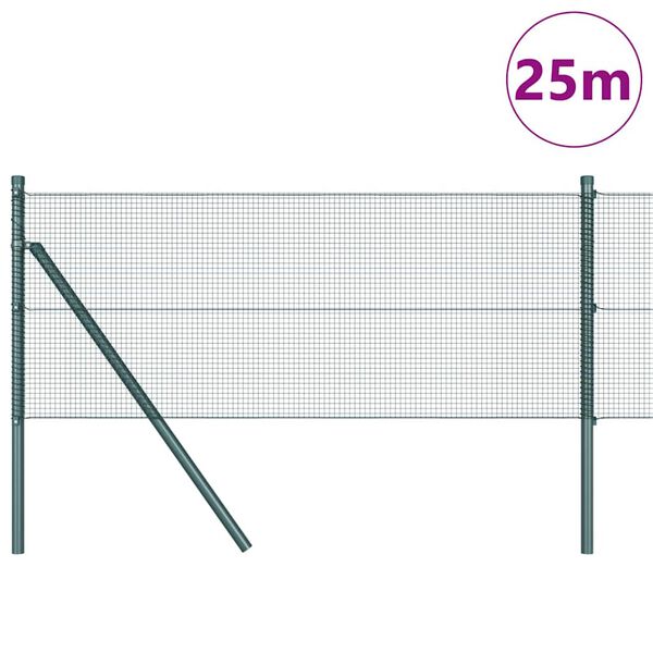 vidaXL Fence Post Green 25 x 0.5 m (12 x 12 mm mesh) Steel