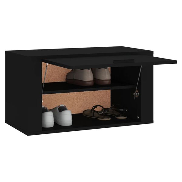 vidaXL Wall-mounted Shoe Cabinet Black 70x35x38 cm Engineered Wood