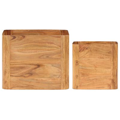 vidaXL Side Tables 2 pcs Solid Acacia Wood Honey Finish