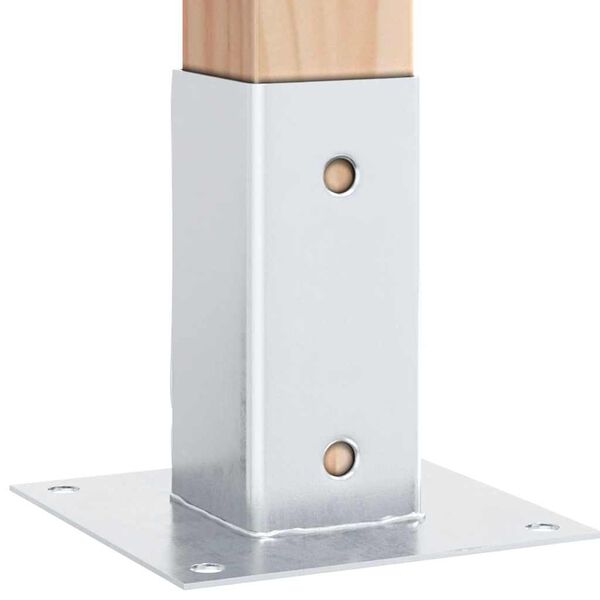 vidaXL Post Bases Square 12 pcs Silver 61x61 mm Galvanised Steel