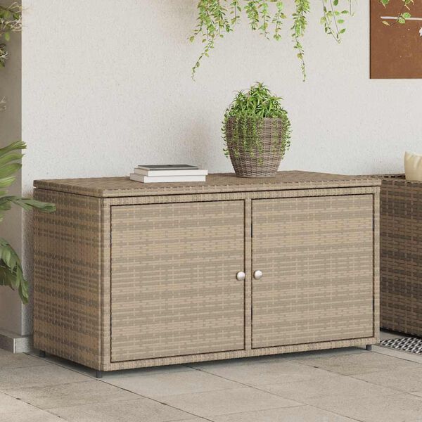 vidaXL Garden Storage Cabinet Beige 110x55x60.5 cm Poly Rattan