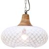 vidaXL Industrial Hanging Lamp White Iron & Solid Wood 40 cm E27