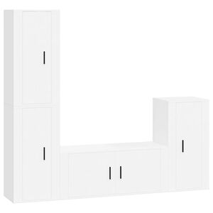 vidaXL 4 Piece TV Cabinet Set White Engineered Wood