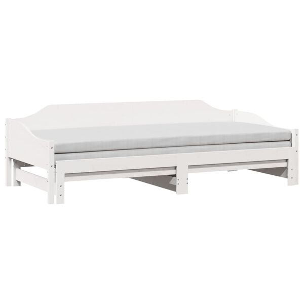 vidaXL Daybed with Trundle without Mattress White 90x190 cm Single Solid Wood
