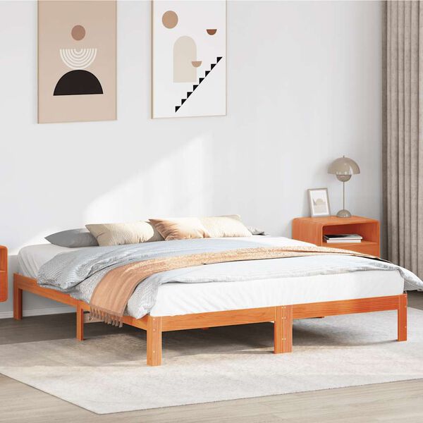 vidaXL Bed Frame without Mattress Wax Brown 160x200 cm Solid Wood Pine