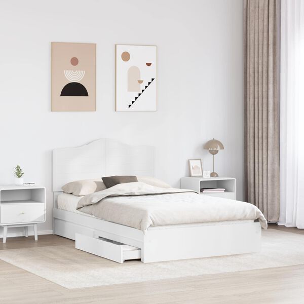 vidaXL Storage Bed with Headboard White 120 x 190 cm Engineered Wood