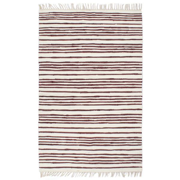vidaXL Hand-woven Chindi Rug Cotton 120x170 cm Burgundy and White