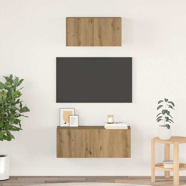 vidaXL TV Cabinet Set Wall-mounted 2 pcs Artisan Oak Engineered Wood