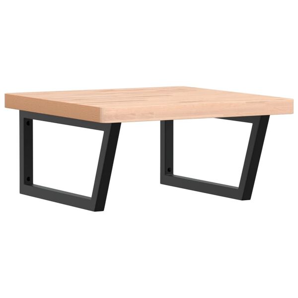 vidaXL Basin Shelf Wall Mounted Steel and Solid Wood Beech