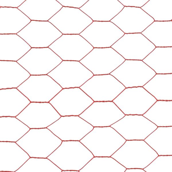 vidaXL Chicken Wire Fence Steel with PVC Coating 25x0.5 m Red